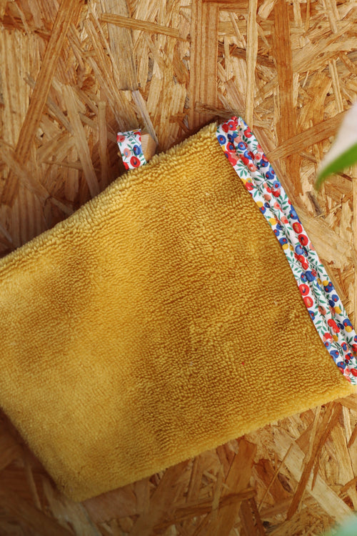 Gant de toilette en éponge de bambou et coton bio